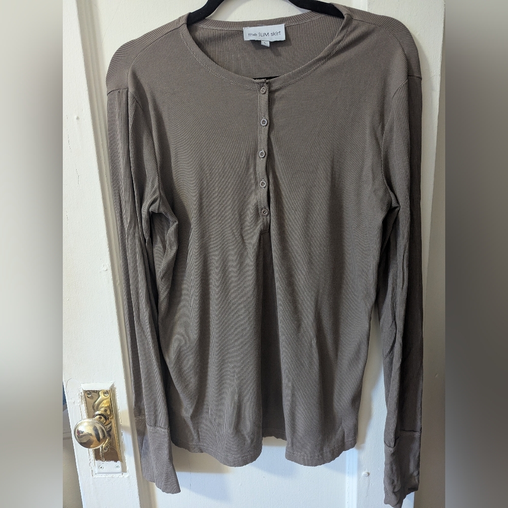 Taupe Long Sleeve Henley Top